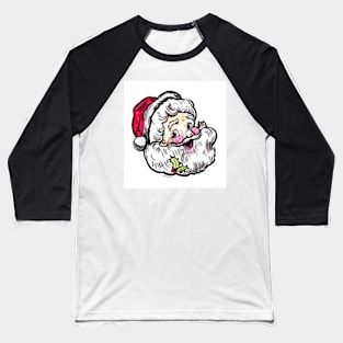 Kitschy Santa Retro Illustration by Ash Claise Baseball T-Shirt